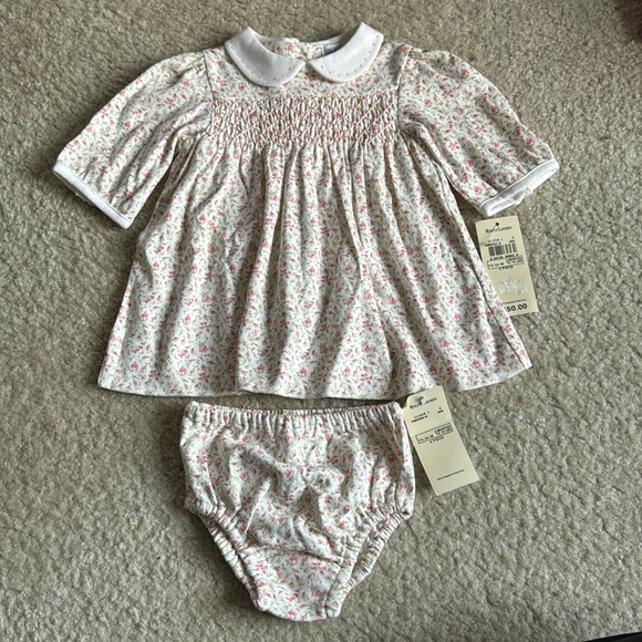 Ralph Lauren girls floral collared dress with matching bloomers NWT - Picture 1 of 9